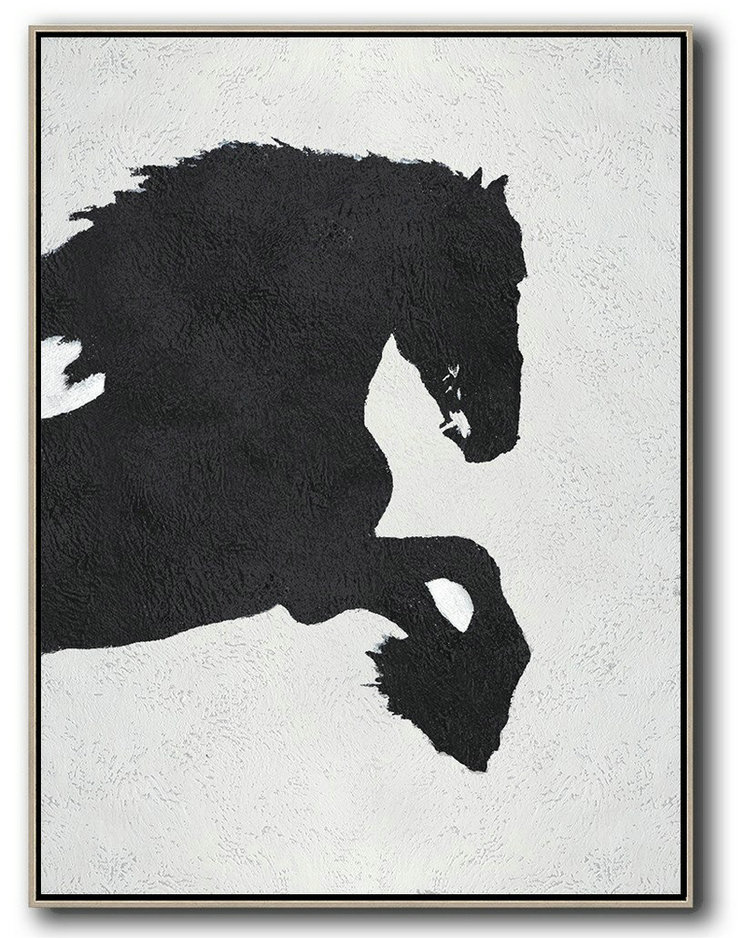 Abstract Art On Canvas, Modern Art,Black And White Minimal Painting On Canvas - Huge Abstract Canvas Art